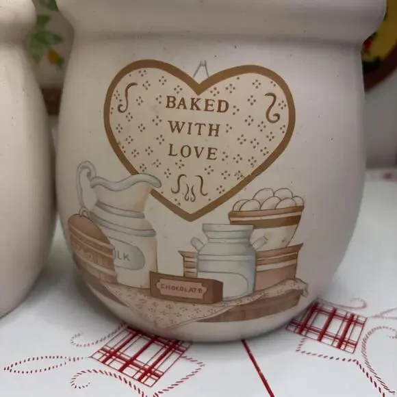 House of Lloyd Baked with love stoneware canister set vintage 1989